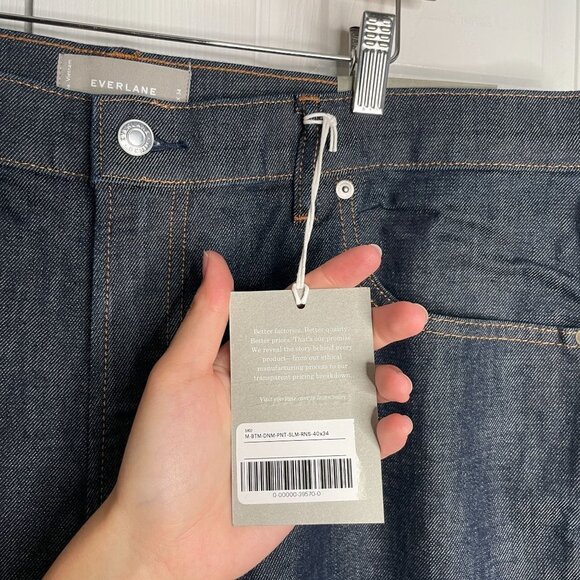 Everlane Slim Dark Wash Blue Cotton Blend Denim Jeans Men's Size 40x34 NWT - Picture 5 of 9
